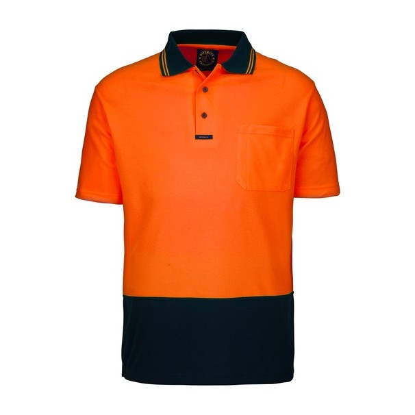 Ritemate Hi Viz Short Sleeve Polo Shirt RM2346S in Orange/Navy