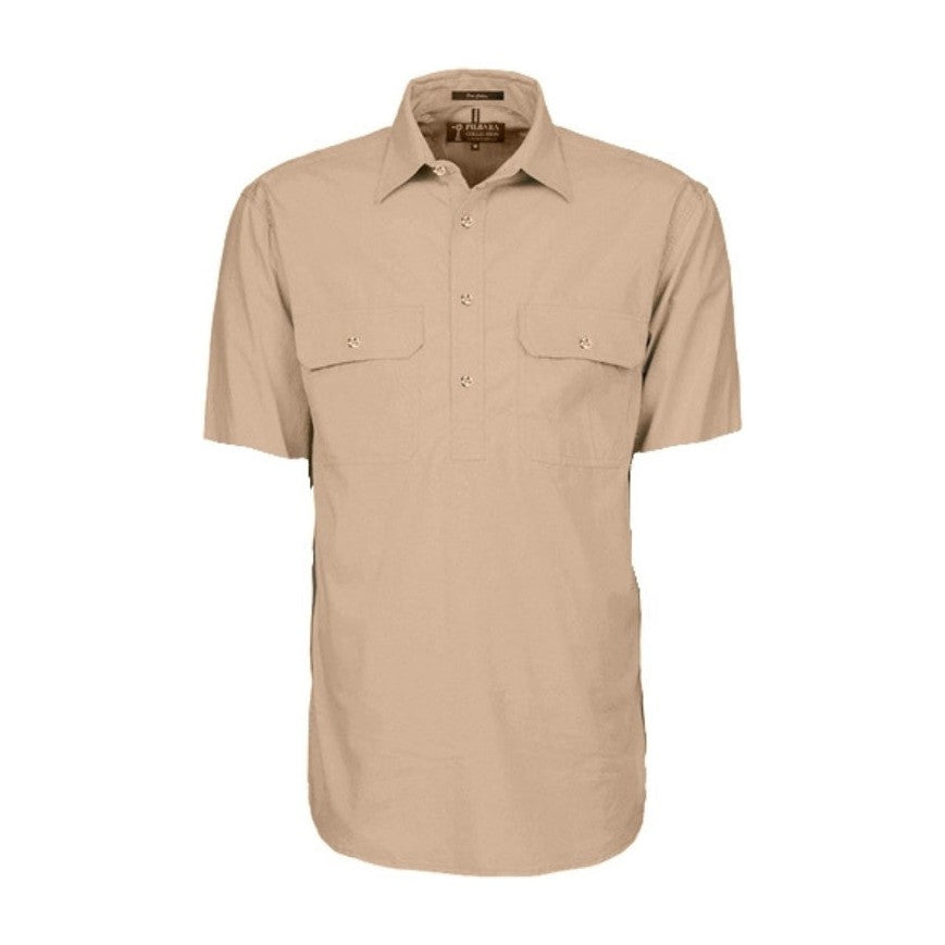 Pilbara Mens Closed Front Short Sleeve Shirt RM200CFS in Clay