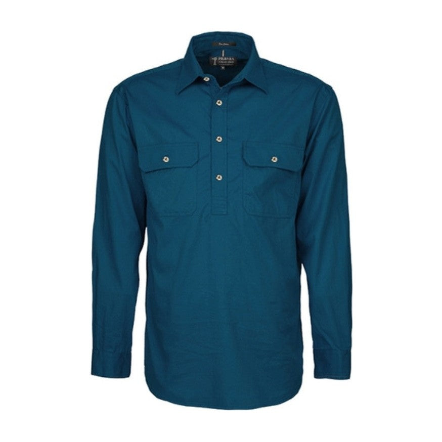 Pilbara Mens Heavy Weight Closed Front Long Sleeve Shirt RM800CF in Diesel