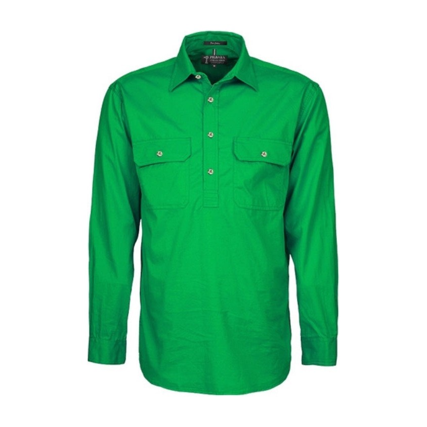 Pilbara Mens Closed Front Long Sleeve Shirt RM200CF in Emerald