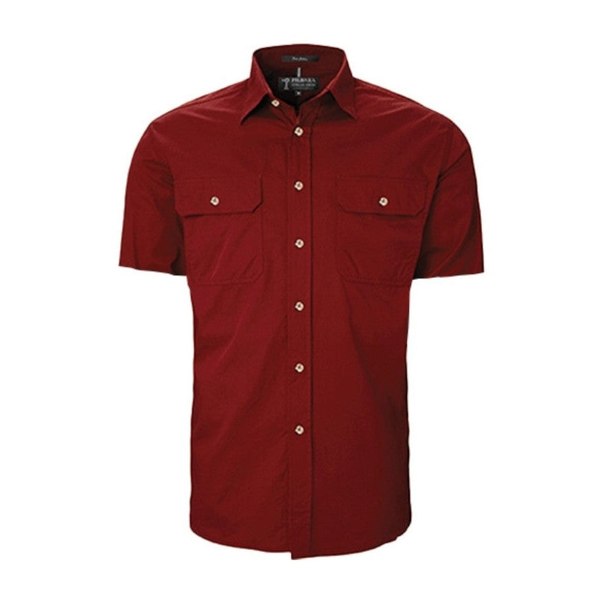 Pilbara Mens Open Front Short Sleeve Shirt RM500BTS in Ochre