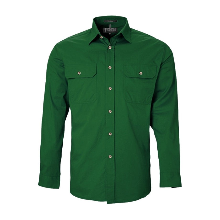Pilbara Mens Open Front Long Sleeve Shirt RM500BT in Green