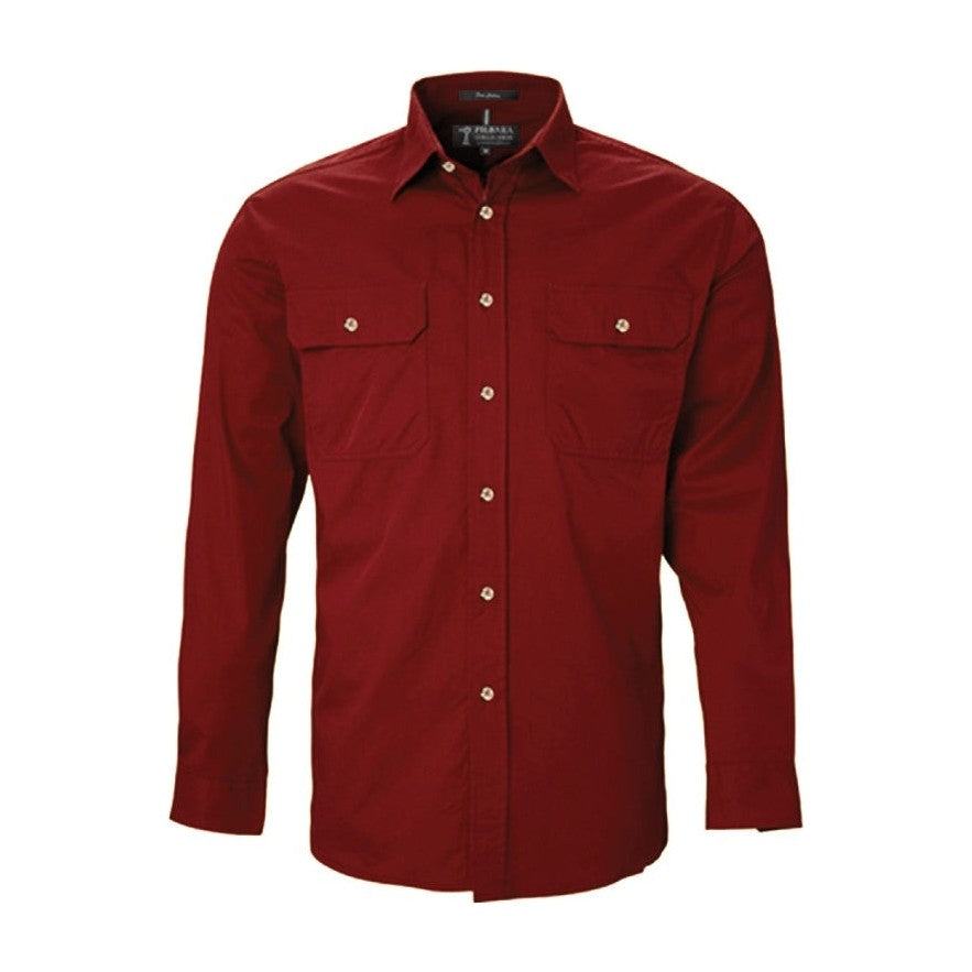 Pilbara Mens Open Front Long Sleeve Shirt RM500BT in Ochre