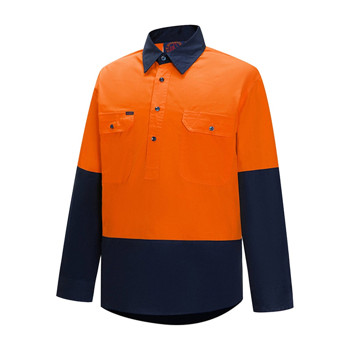 Ritemate Vented Closed Front Light Weight Long Sleeve Shirt RM107VCF in Orange/Navy