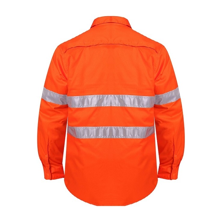 Ritemate Vented Open Front Light Weight Shirt 50MM Reflective Tape RM108V3R in Orange, back view