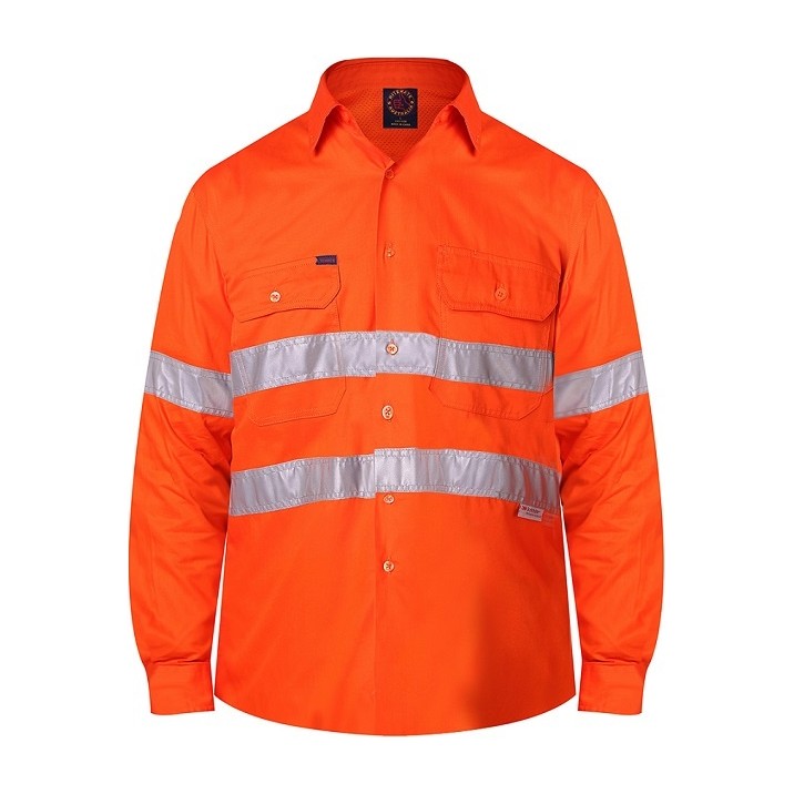 Ritemate Vented Open Front Light Weight Shirt 50MM Reflective Tape RM108V3R in Orange