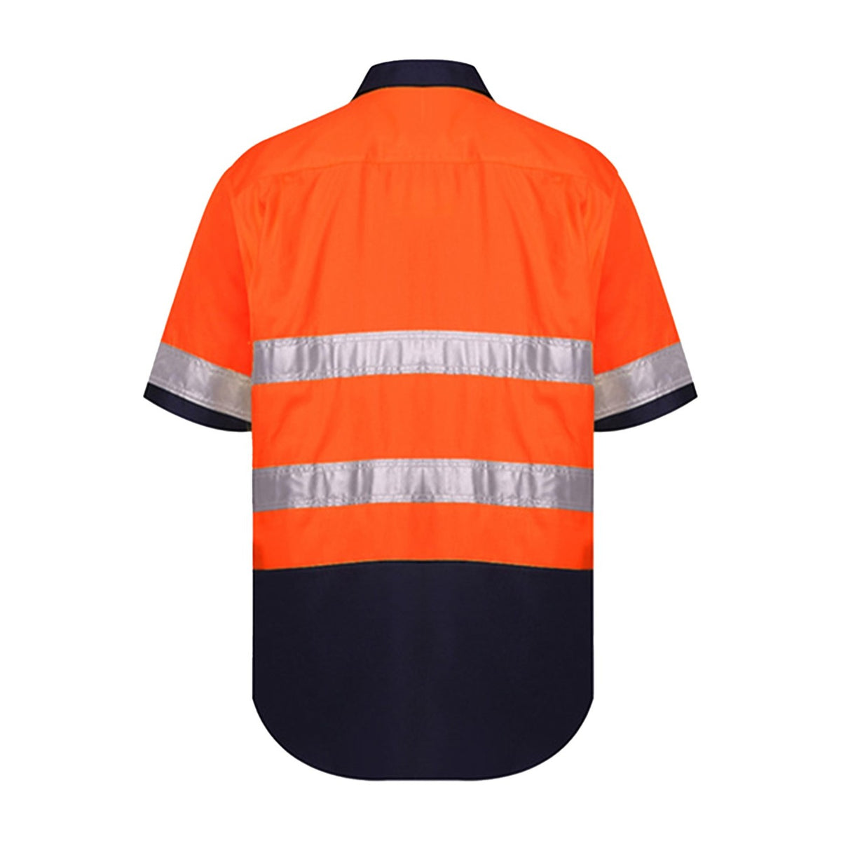 Ritemate Vented Open Front Light Weight Short Sleeve Shirt 50MM Reflective Tape RM107V2RS in Orange/Navy, back view