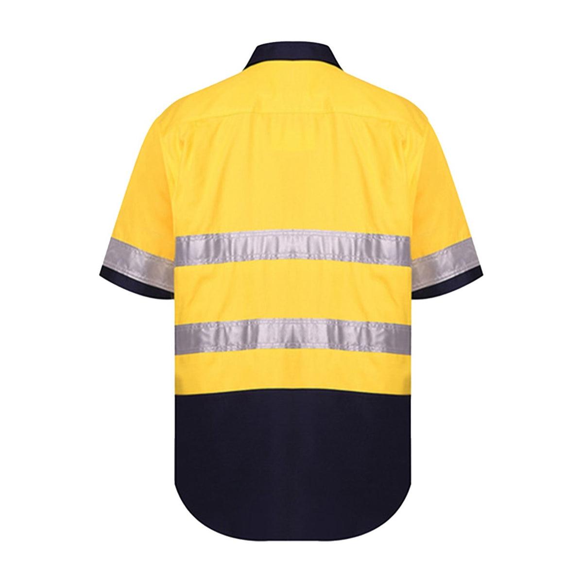 Ritemate Vented Open Front Light Weight Short Sleeve Shirt 50MM Reflective Tape RM107V2RS in Yellow/Navy, back view