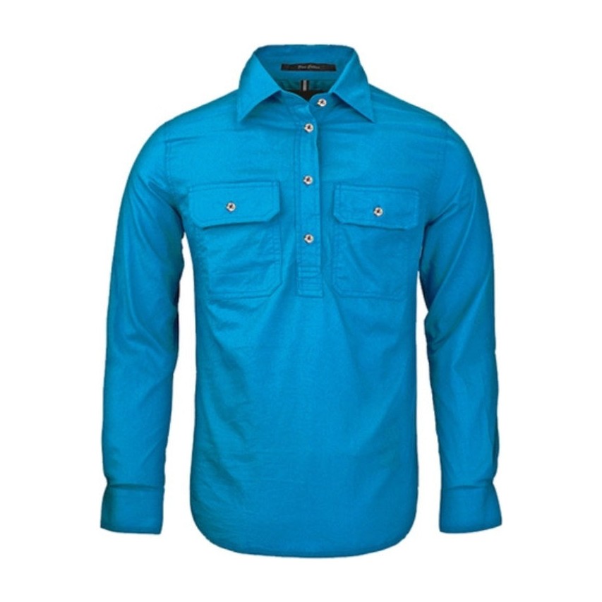 Pilbara Womens Closed Front Long Sleeve Shirt RM300CF in Azure