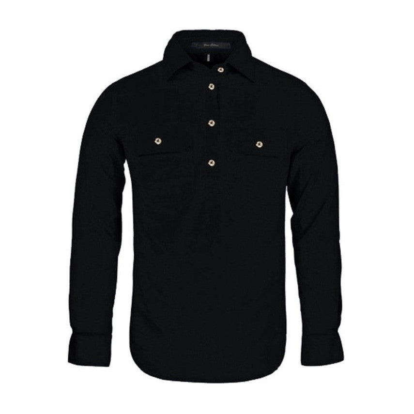 Pilbara Womens Closed Front Long Sleeve Shirt RM300CF in Black