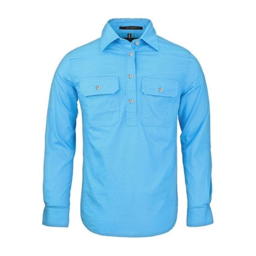 Pilbara Womens Closed Front Long Sleeve Shirt RM300CF in Cornflower