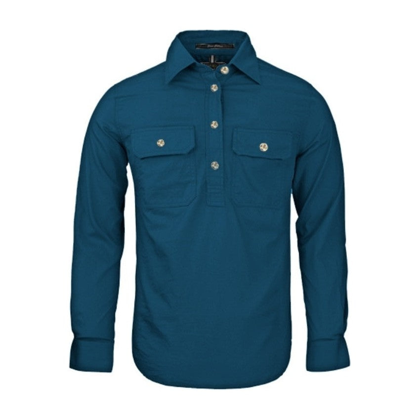 Pilbara Womens Closed Front Long Sleeve Shirt RM300CF in Diesel