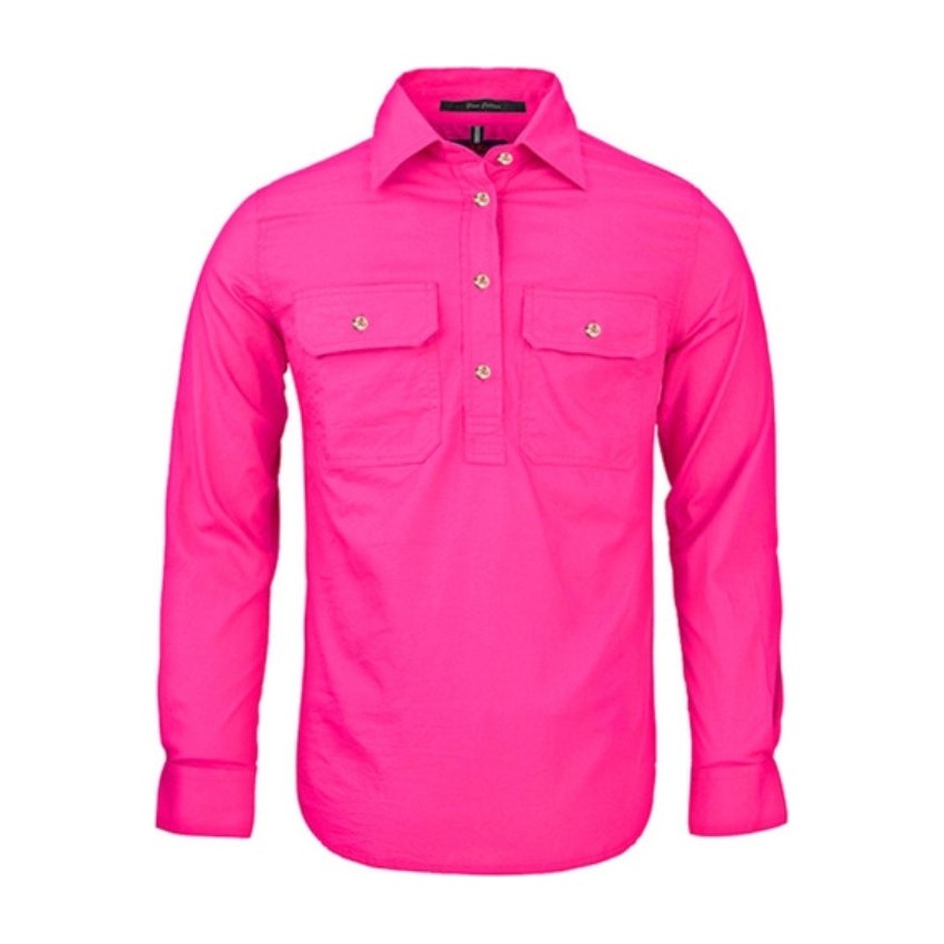Pilbara Womens Closed Front Long Sleeve Shirt RM300CF in Fuschia