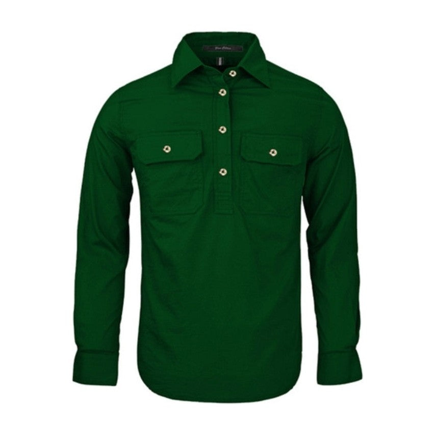 Pilbara Womens Closed Front Long Sleeve Shirt RM300CF in Green
