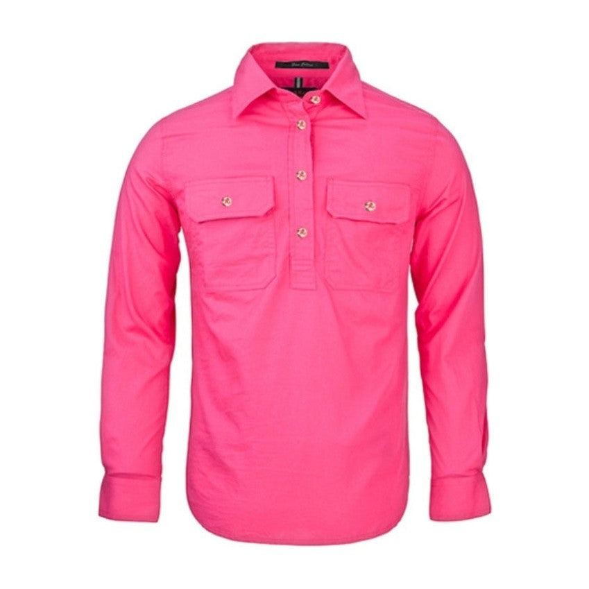 Pilbara Womens Closed Front Long Sleeve Shirt RM300CF in Hot PInk
