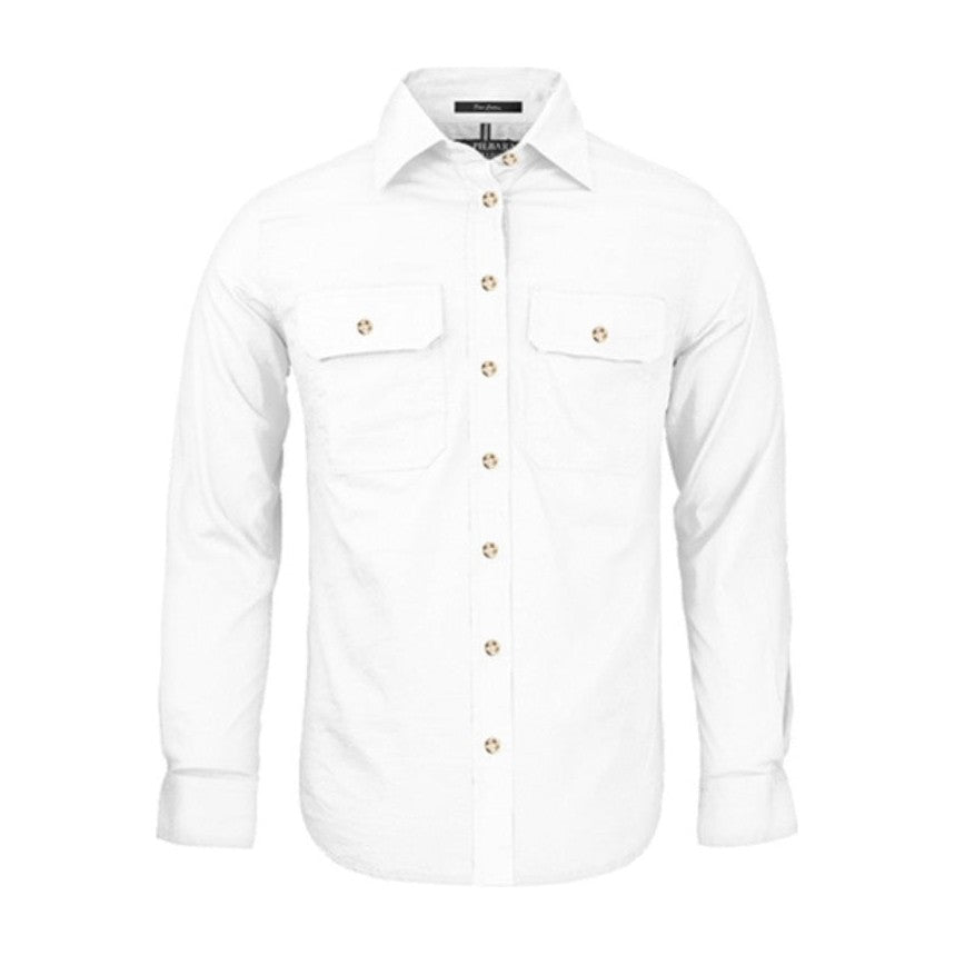 Pilbara Womens Open Front Long Sleeve Shirt RM600BT in White