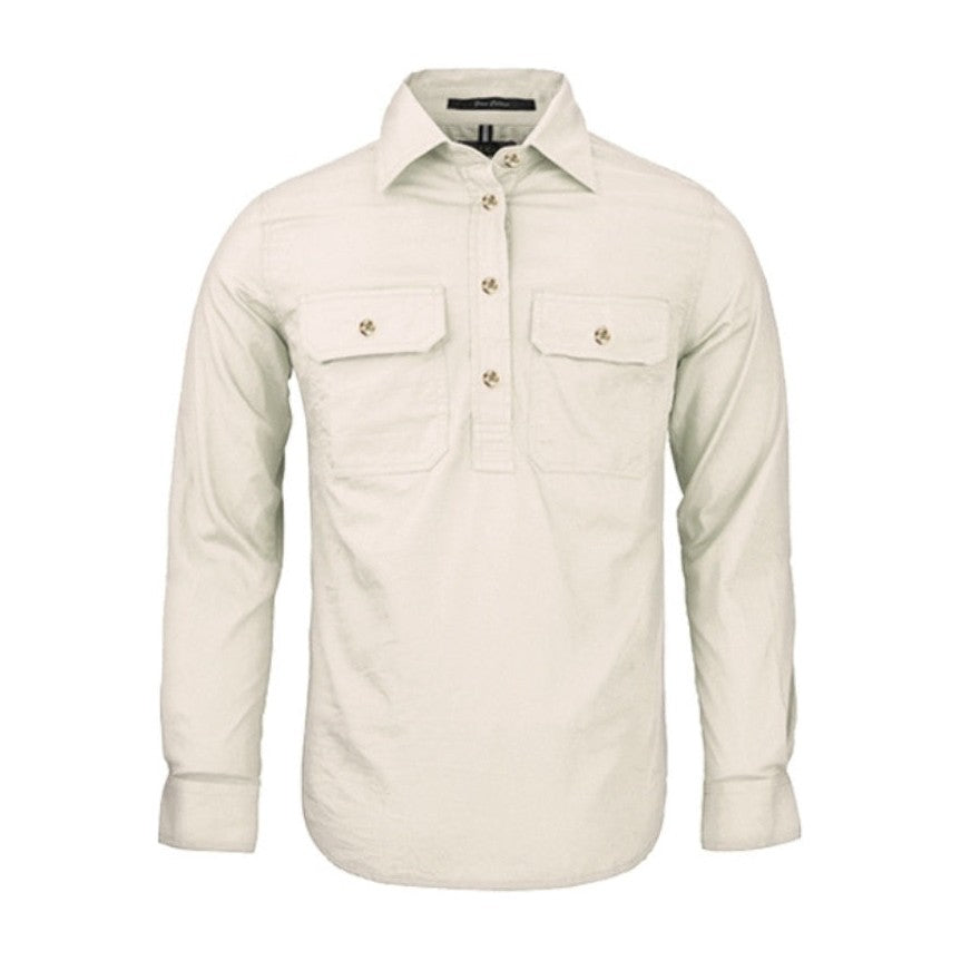 Pilbara Womens Closed Front Long Sleeve Shirt RM300CF in Stone