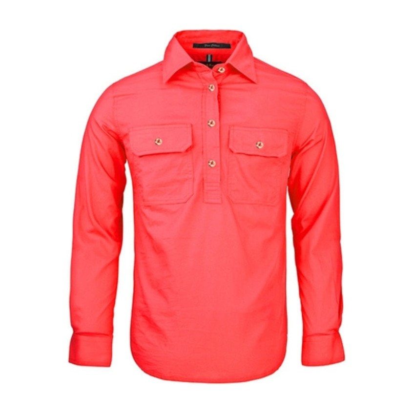 Pilbara Womens Closed Front Long Sleeve Shirt RM300CF in Watermelon
