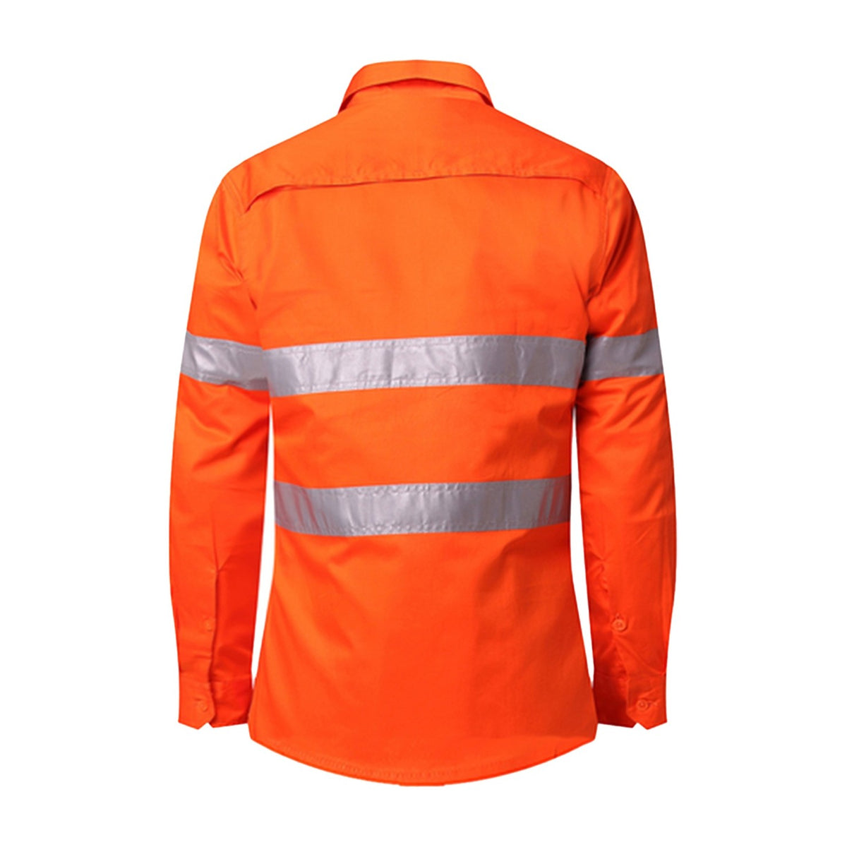 Ritemate Womens Vented Open Front Light Weight Shirt 50MM Reflective Tape RM208V3R in Orange, back view