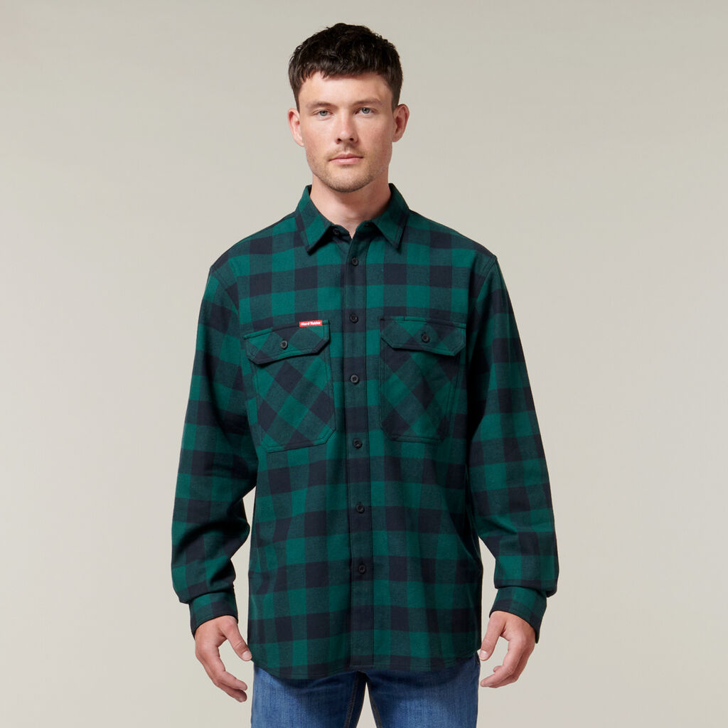 Hard Yakka Long Sleeve Check Flannel Cotton Work Shirt Y07295