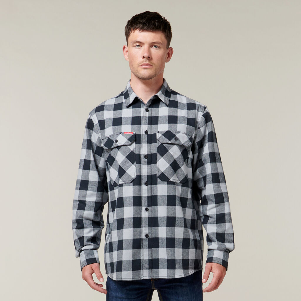 Hard Yakka Long Sleeve Check Flannel Cotton Work Shirt Y07295