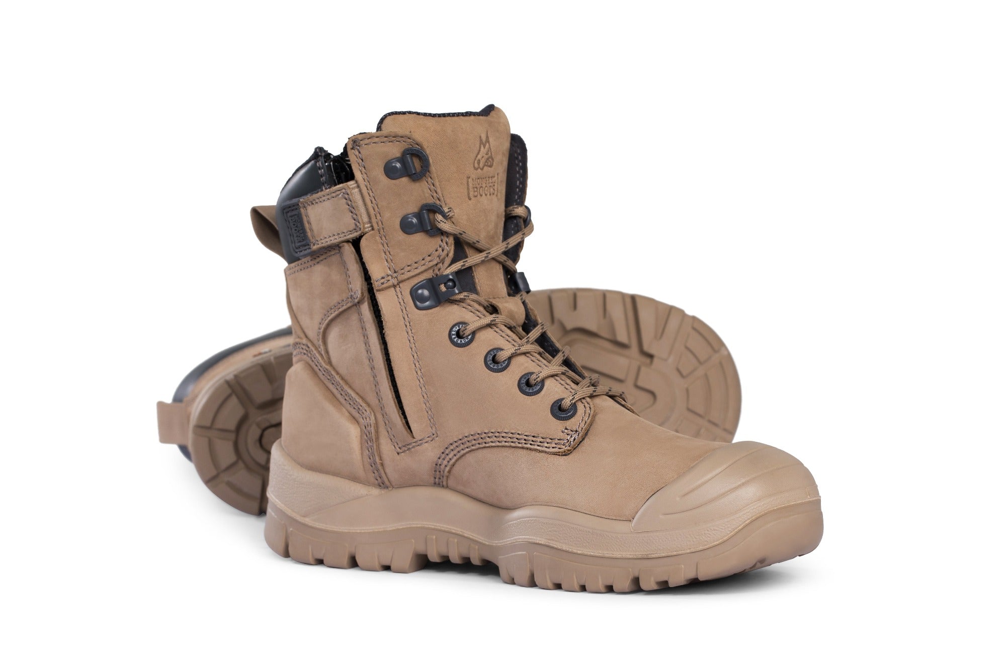 Mongrel High Leg ZipSider Boot with Scuff Cap - Stone 561060