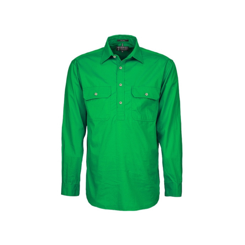 Ritemate Mens Pilbara Closed Front LS Shirt RM200CF - Emerald