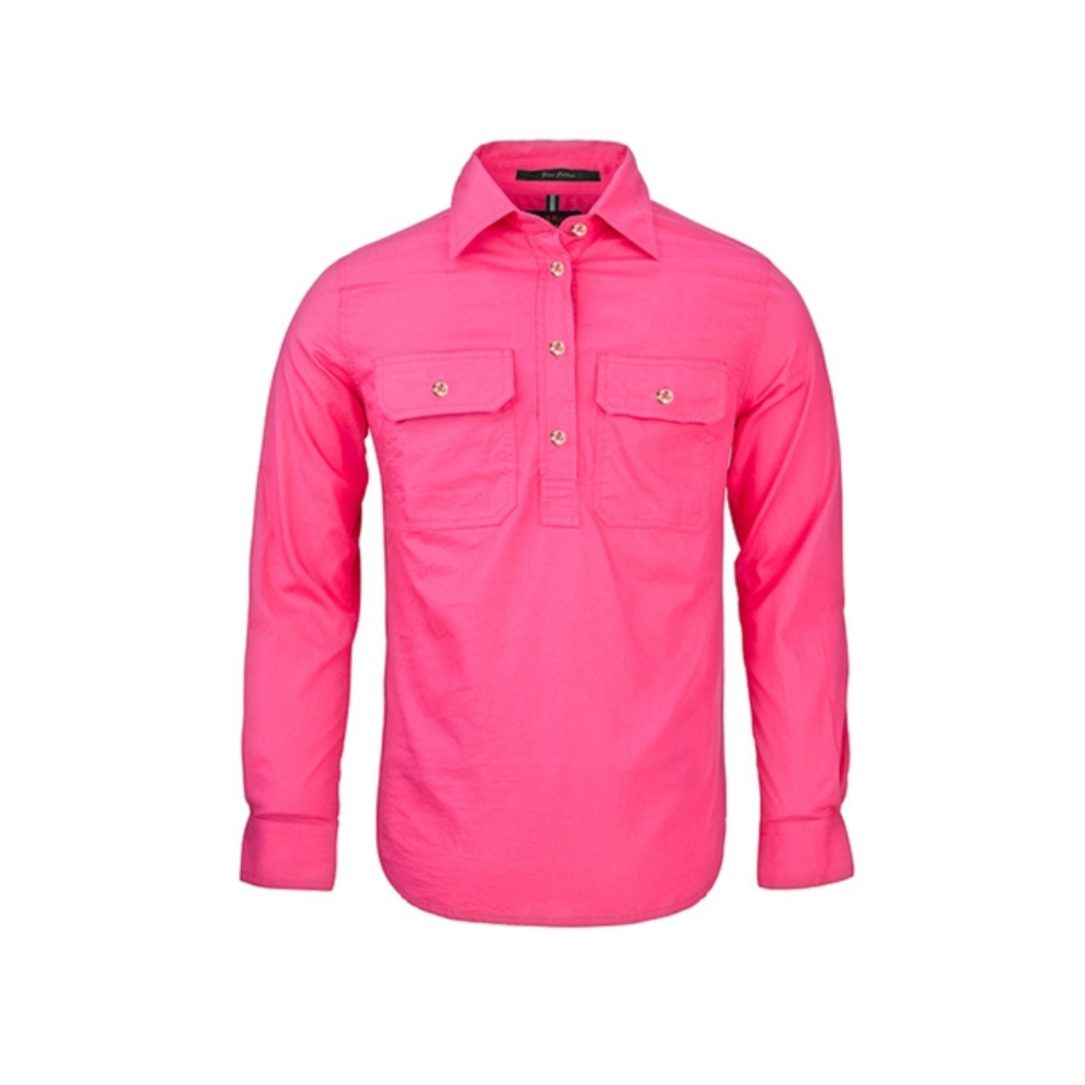 Ritemate Womens Pilbara Closed Front LS Shirt RM300CF - Hot Pink