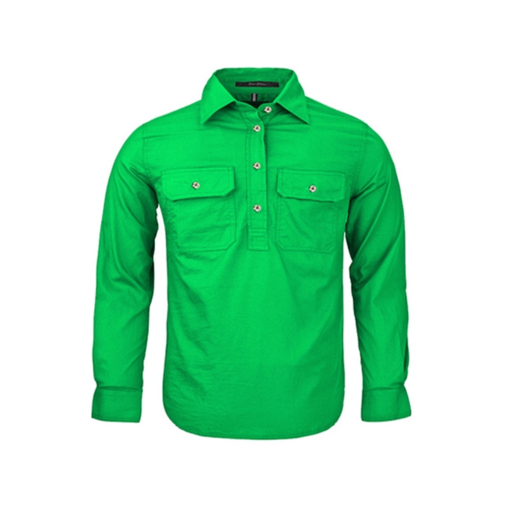 Ritemate Kids Pilbara Closed Front LS Shirt RM400CF - Emerald